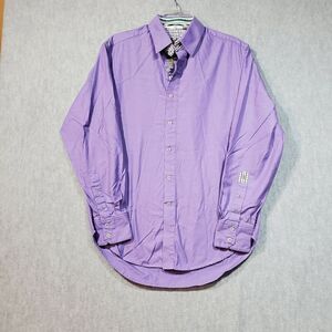 Robert Graham Shirt Mens Medium Purple Nicholson Classic Flip Cuff BOP Button Up